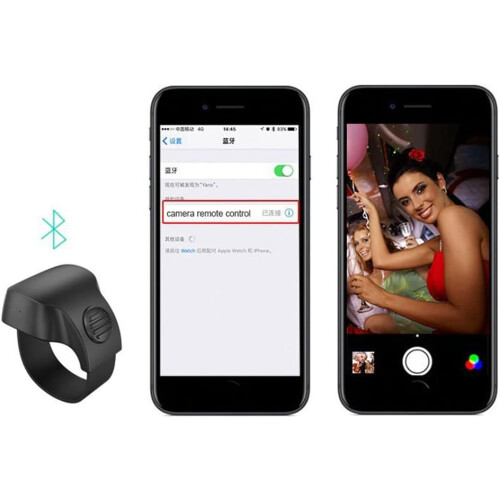 1 Piece Phone Selfie Shutter Remote Control Ring Wireless Smart Remote Control Ring Portable Bluetooth 5.1 (Black) 2