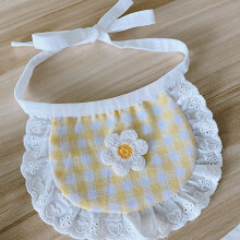 Bandana carina a quadretti giallo chiaro per piccoli cani Bichon Teddy Pomerania