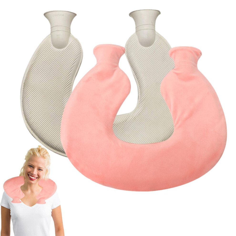 Hot Water Bag UShaped Neck And Shoulder Hot Water Bottle, Safe And Comfortable Plush Hand Warmer, Pink Super Soft