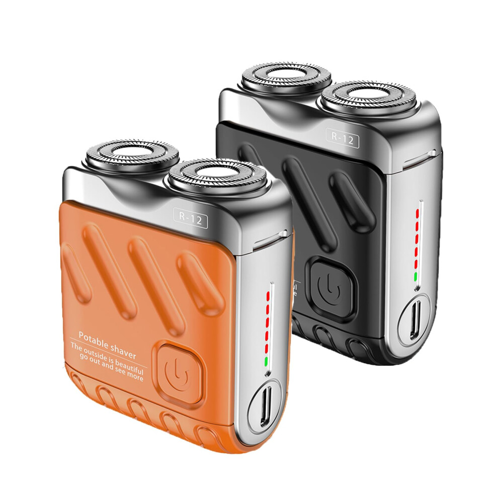 Electric Shaver Rotary Dual Ring IPX7 Waterproof Wet Dry Cordless Razor DoubleHead Magnetic Suction 2Pack