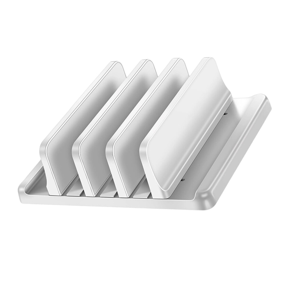 Vertical Laptop Stand Adjustable Dock With Phone Holder, Automatic Clamping, Spacesaving White 9426802714470