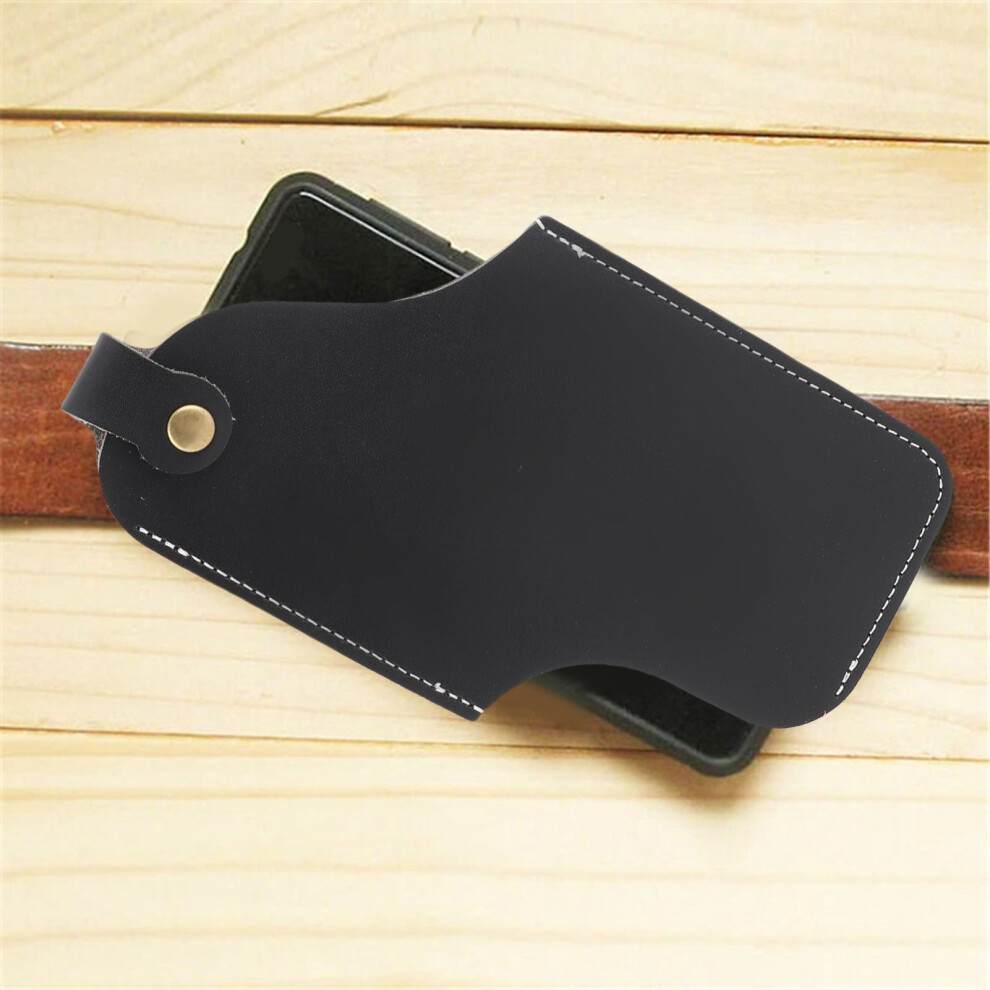Stylish L Pu Leather Mobile Belt Holster Double Stitch Finish Black 4921374440451
