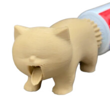 Cat Toothpaste Dispenser with Playful Kitten Design, Easy Button Release for Kids Bathroom