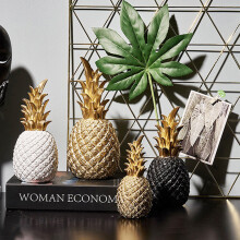 Unique Nordic Aqua Resin Pineapple Decor with Luxurious Gold Crown
