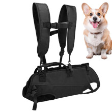 Dog Sling Carrier Breathable Adjustable Harness for Rescue Stairs Travel Black M