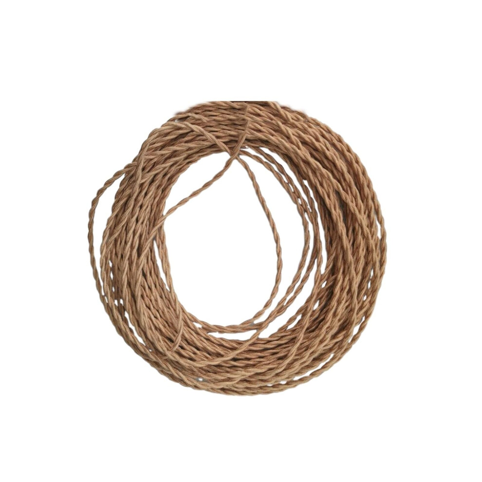 Outdoor Extension Cord 2 X 0.75Mm Vintage Twisted Fabric Wire Braided Lamp Cord Copper Solar Sheathed 1M Pale Gold 9189345432118