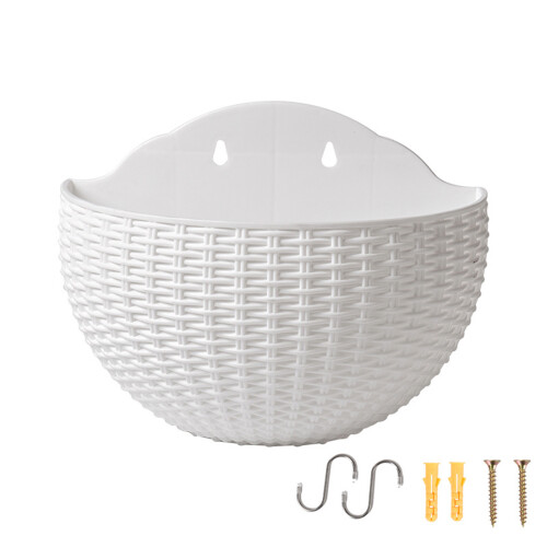 Flower Pot Exquisite Wall-mounted Plastic Wall Hanging-White