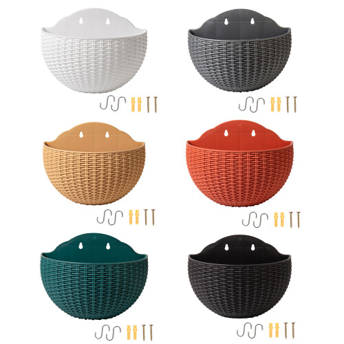 Flower Pot Exquisite Wall-mounted Plastic Wall Hanging-White 2