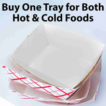 50PCS Disposable White Cardboard Food Trays, 1/2 LB, 12x8.5cm