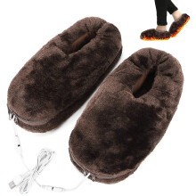 USB Heated Slippers for Men and Women—Black/Brown, Cozy Warming Shoes