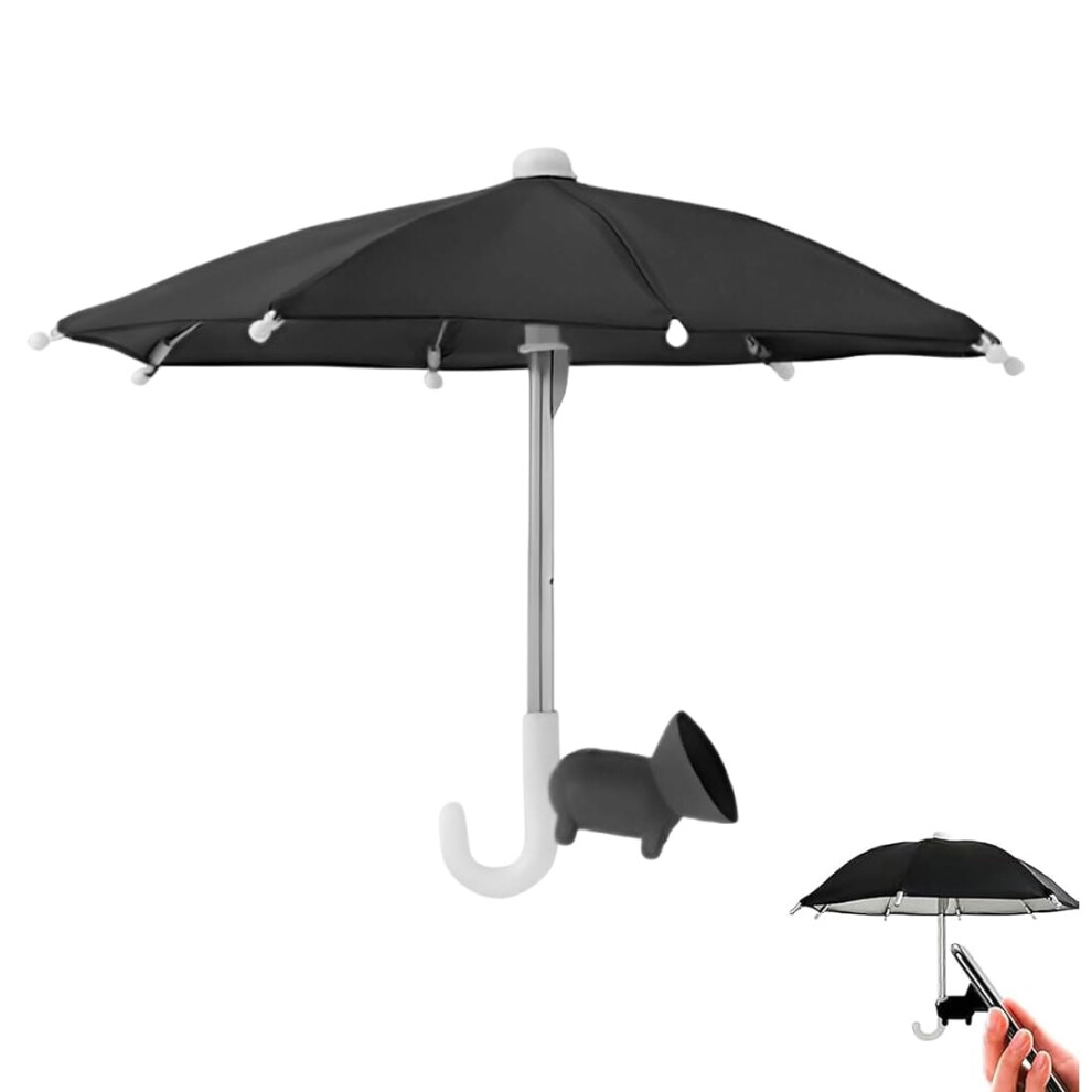 Phone Holder With Cute Mini Umbrella Suction Cup, Sun And Rain Protection Stand For Smartphone Black 9189345432309