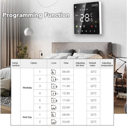 3A Digitaler LCD-Touchscreen-Thermostat 90-240V, 41x86mm 2