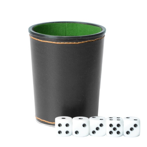 KTV Dice Cup with 5 Dice PU Leather Material Compact 8.5cm Design 2
