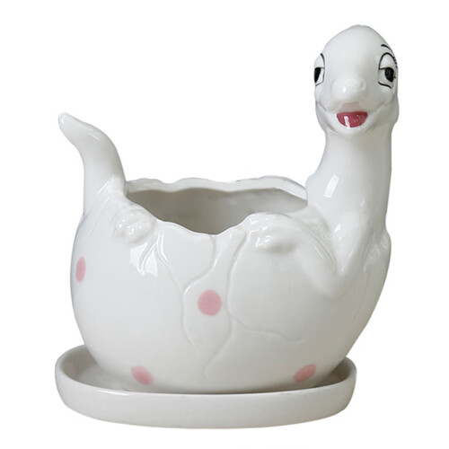 Cute Dinosaur Ceramic Succulent-White Laying dinosaur eggs
