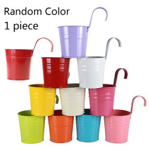 Metal Iron Flower Pots Bucket Flower Pot with a Hook, No