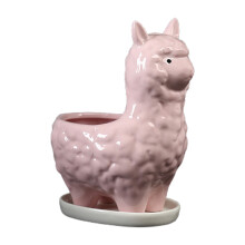 Llama Ceramic Vase Room Art Sculpture Flower Arrangement-Pink