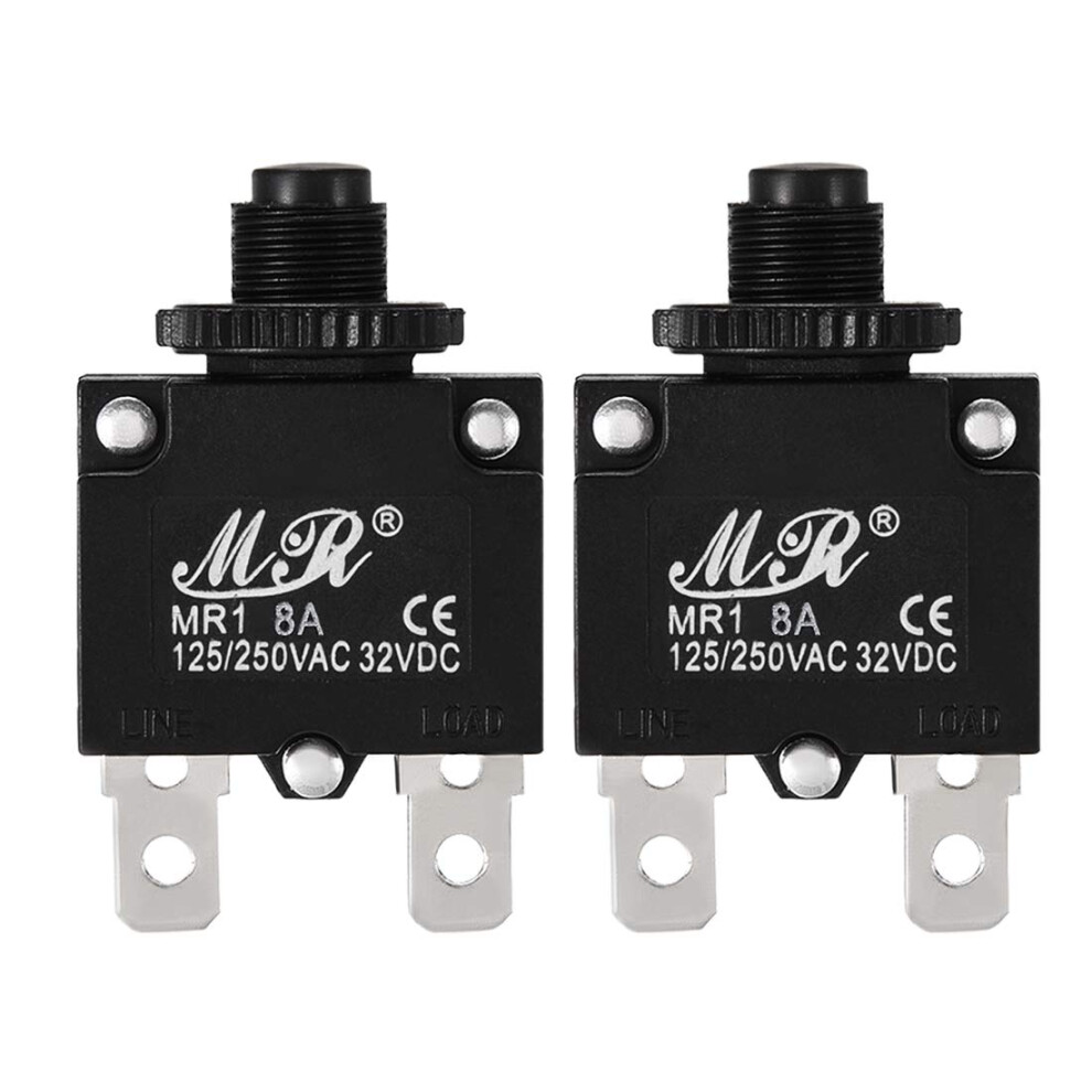 Sourcingmap 2Pcs Thermal Overload Protector Ac 125/250V 8A Push Button Reset Circuit Breaker 9347817240771