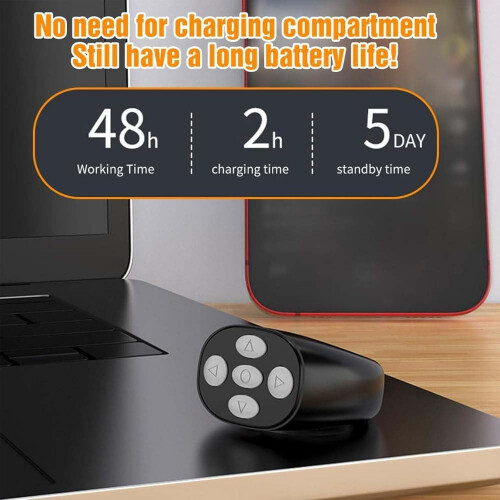 Fingertip Wireless Bluetooth Remote Control Ring, Page Turner (Black) 2