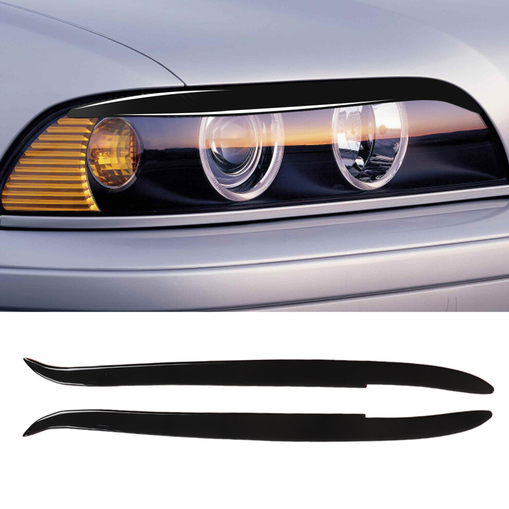 Uv Resistant Gloss Headlight Eyebrow For E39 1997‑2003 Pair Black