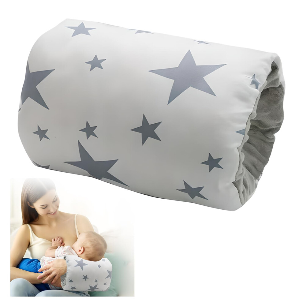 Cozy Cradle Pillow For Baby Nursing, Head Support, Arm Pillow For Breastfeeding And Bottle Feeding, Pinstripes Gray