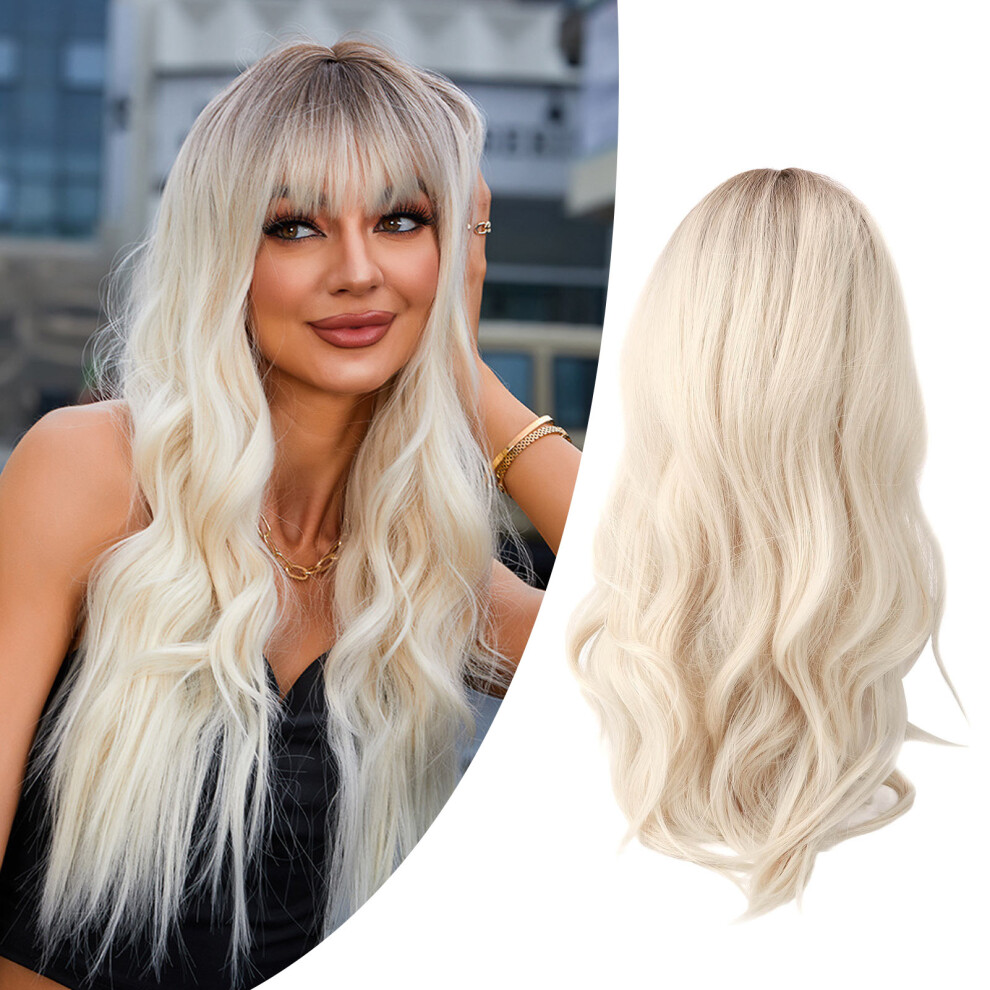 Unisex Brown Gradient Blonde Curly Synthetic Wig For Cosplay & Party