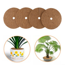 Coconut Shell Mulch Mats Set Of 4, 23 cm, Sustainable Gardening, Weed Prevention, Moisture Retention
