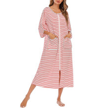 Camisón a rayas con cremallera Rojo XXL 100% poliéster