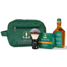 Clubman Pinaud Shave Essentials Set, Dopp Kit with Whiskey Woods After Shave, Shave Soap, and Shave Brush, 1 Set
