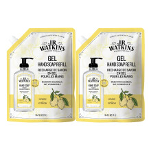 J.R. Watkins Gel Hand Soap Refill Pouch, Doftande Flytande Handtvål, 34 fl oz, Citron, 2 Pack