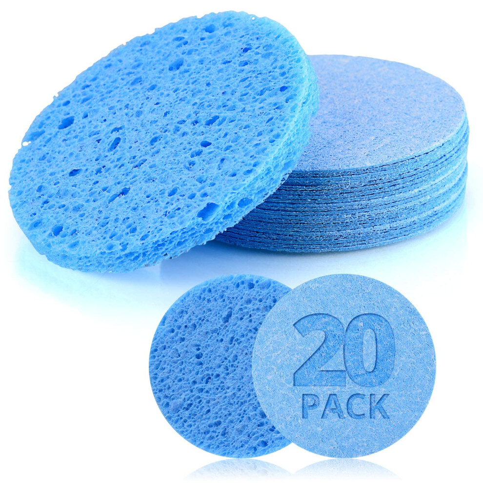 Fintozer Natural Facial Cleansing Sponges- 20 Count Compressed Facial Sponges Cellulose Reusable Soft Cosmetic Esponjas Para Faciales For Professional Makeup