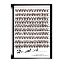 Hannahool - Große Tray Handgemachte 20 Wurzeln Braune Cluster Wimpern 0,07 mm D Curl Individuelle Wimpern 3D Volumen