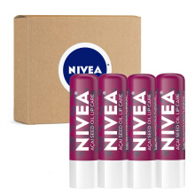 Balsamo Labbra NIVEA Vegan Olio di Semi di Acai e Burro di Karitè, 0.17 Oz, Confezione da 4
