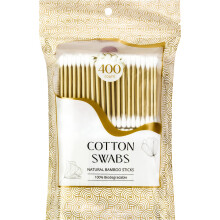 R-NEU 400 Bastoncillos de Algodón de Bambú, Doble Punta, 3 Pulgadas, 100% Biodegradables para Oídos, Maquillaje, Limpieza