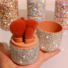 Bestbling Bling Glittrande rhinestone Fem-delars Makeupborste Set - Komplett Skönhetsverktyg för Perfekt Makeup