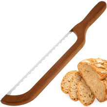 Bread Knife with Serrated Stainless Steel Blade and Bamboo Handle for Sourdough Bagels Baguettes