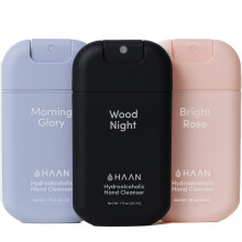 Spray Mani Hydratanti HAAN con Aloe Vera - Pulitori Idratanti - Formato Viaggio - Morning Glory, Bright Rose, Wood Night - 3 pz