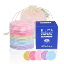 BILIYA Dischetti Struccanti in Fibra di Bamboo, Delicati per Pelli Sensibili, 30 Pezzi, Riutilizzabili, Eco-Friendly