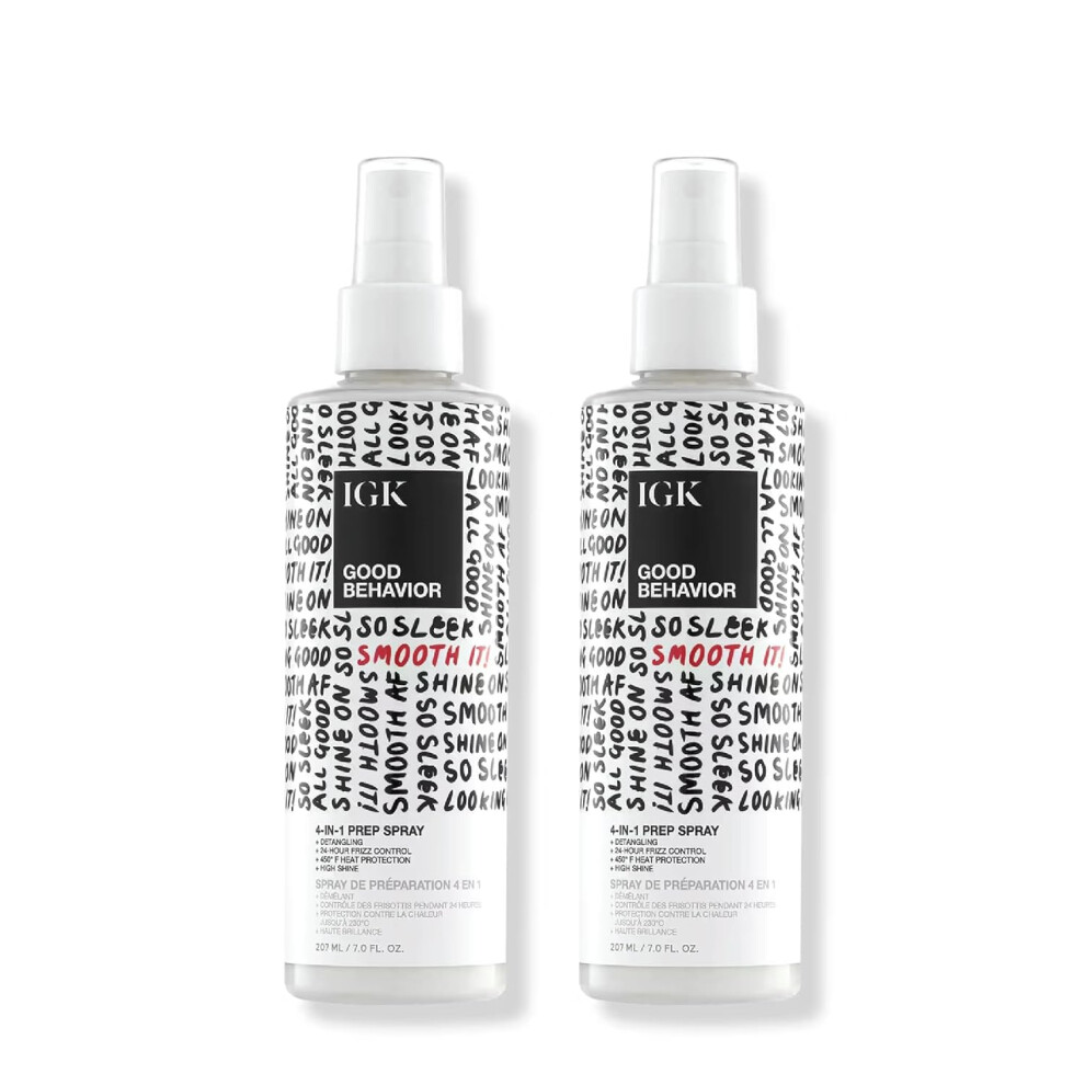 Igk Good Behavior 4-In-1 Prep Spray | Leave In + Detangle + Heat Protectant | Vegan + Cruelty Free | 7 Oz (Pack Of 2)