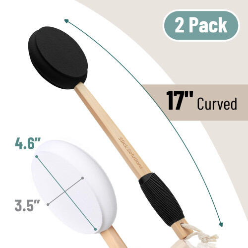 Slick-Lotion Applicator, 17 Inch, 2 Pack, Black & White, Back Applicator for Self Tanner 1