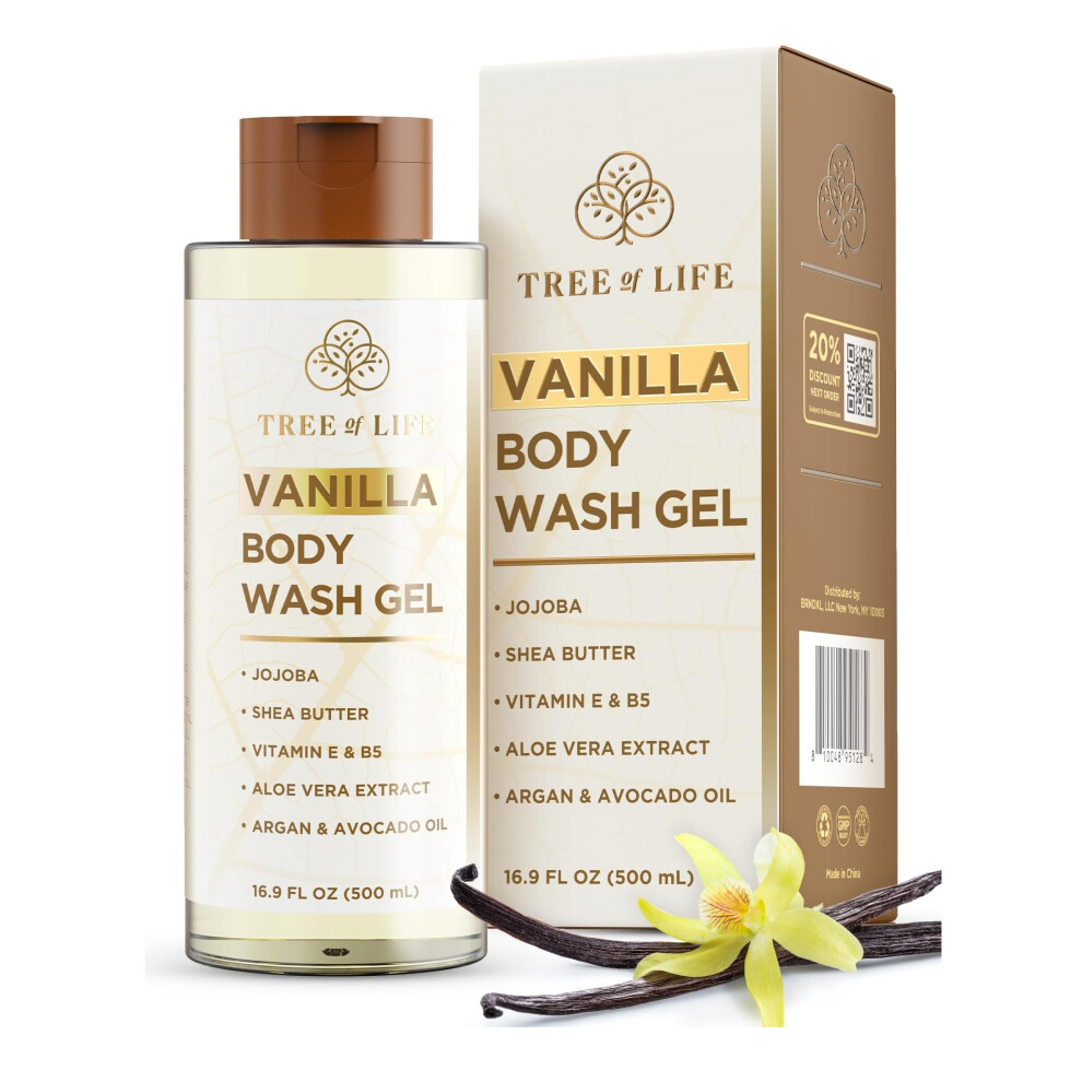 Tree Of Life Beauty Tree Of Life Vanilla Body Wash Gel - Moisturizing Shower Gel With Jojoba Oil And Shea Butter Hydrating Body Wash For Sensitive Skin And All Skin Types