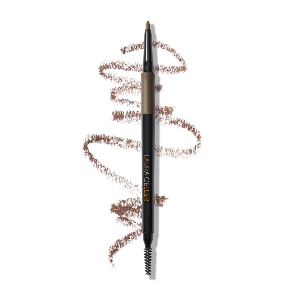 Laura Geller Beauty Laura Geller New York Inkcredible Waterproof Brow Pencil- Blending Spoolie Brush - Long Lasting Eyebrow Filler (02 Taupe)