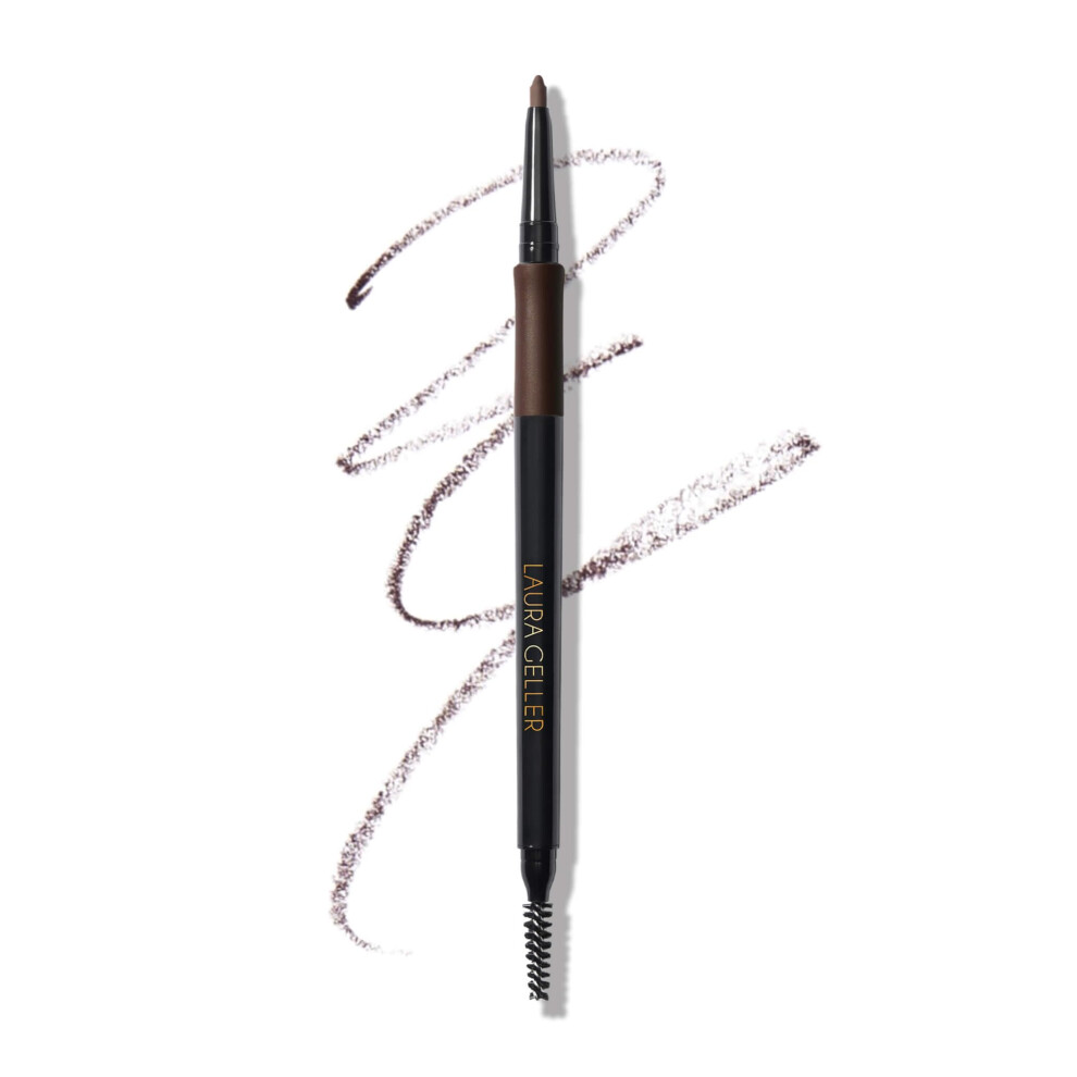 Laura Geller Beauty Laura Geller New York Inkcredible Waterproof Brow Pencil- Blending Spoolie Brush - Long Lasting Eyebrow Filler (04 Dark Brown)