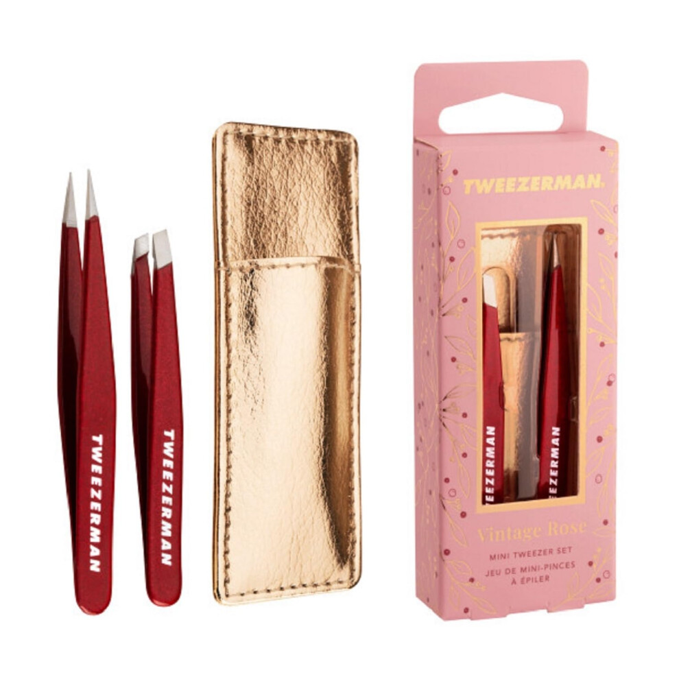 Tweezerman Vintage Rose Mini Tweezer Set With Case