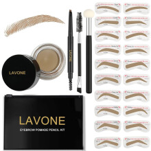 Kit Stencil e Timbro per Sopracciglia LAVONE con Matita, Pomata e 20 Stencil