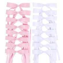 WORTL Haarstrikken Clips Coquette Lint Boog met Lange Staart Prinses Haarstrikken Franse Haarspeldjes 16PCS (Roze, Wit)