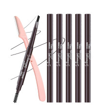 Berinist Waterproof Eyebrow Pencils voor Vrouwen, 6Pcs Dubbelzijdige Zwarte Wenkbrauwpotlood met Scheermes
