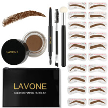 LAVONE Eyebrow Stamp Stencil Kit met Waterproof Eyebrow Pencil en Pomade