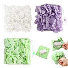 3 PCS Esponja de Ducha Loofah que Sostiene Jabón en Barra - 2 en 2 Esponjas de Baño con Cuerda (Morado, Verde, Blanco)