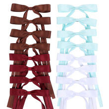 WORTL Haarstrikken Clips Coquette Ribbons Boog met Lange Staart Prinses Haarstrikken Franse Haarspelden 16PCS (Wijnrood, Wit)