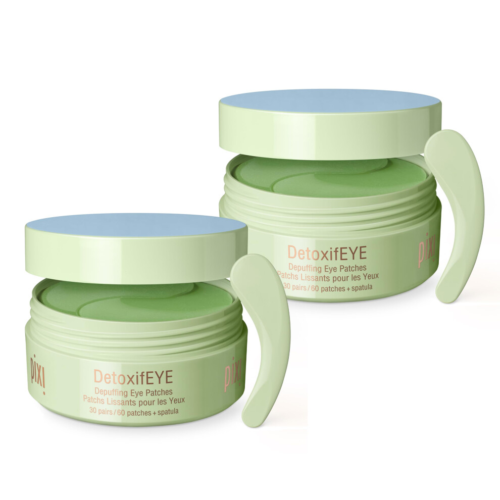 Pixi Detoxifeye 2-Pack | Depuffing Hydrogel Under-Eye Patches|Cucumber & Caffeine For Puffy Eyes And Circles | 2 Boxes 60 Pairs 120 Patc Gold/Dark
